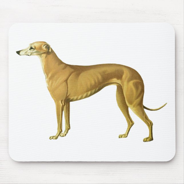 Vintage Windhund-Illustration Mousepad (Vorne)