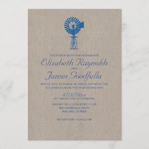 Vintage Windmühlen-Hochzeitseinladungen Einladung