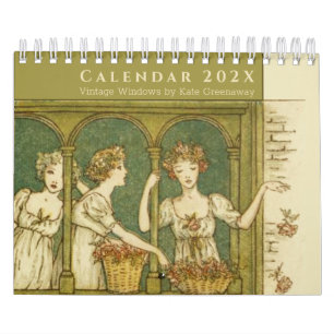 Vintage Windows von Kate Greenaway Girls & Childre Kalender
