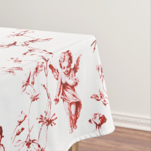 Vintage Winged Cherub Angela Blume Roter Zug Tischdecke
