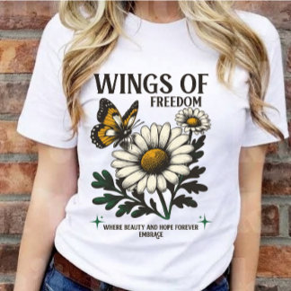 Vintage Wings of Freedom Schmetterlings-Margerite- T-Shirt