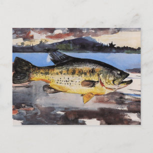 Vintage Winslow Homer Aquarell Barsche Postkarte
