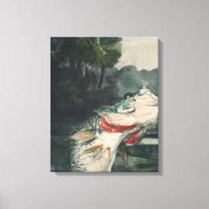 Vintage Winslow Homer Lebensgroßer Schwarzbarsch Leinwanddruck