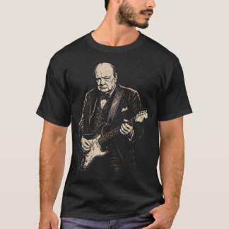 Vintage Winston Churchill spielt Gitarre T-Shirt