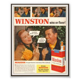 Vintage Winston-Zigarettenwerbung 1955 Fotodruck
