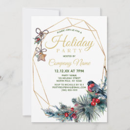 Vintage Winter Bird Pine Corporate Holiday Party Einladung