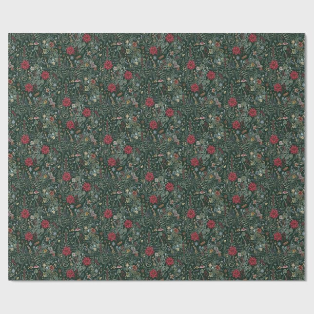Vintage-Winter-Botanik-Geschenkpapier Geschenkpapier (Flach)