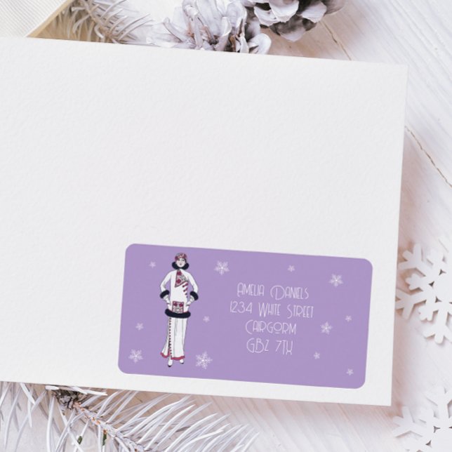 Vintage Winter Fashion  Adressaufkleber (Von Creator hochgeladen)