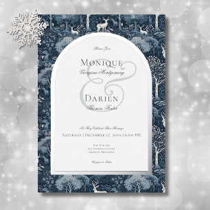 Vintage-Winter-Hochzeit im Stil von William Morris Folieneinladung