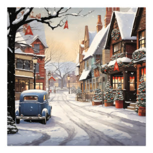 Vintage Winter in der Stadt Fotodruck