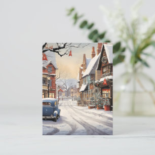 Vintage Winter in der Stadt Postkarte