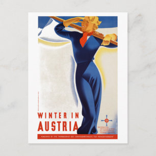 Vintage Winter in Österreich Skireiseplakat Postkarte
