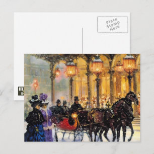 Vintage Winter Parisian Scene Christmas  Feiertagspostkarte