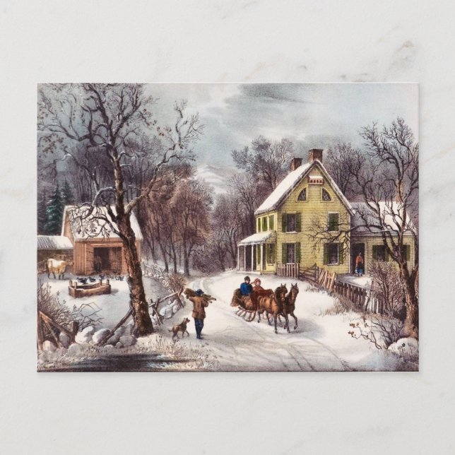 Vintage Winter Postkarte (Vorderseite)