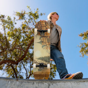 Vintage Winter Schnee-Weihnachtsmarktfest Stadt Skateboard