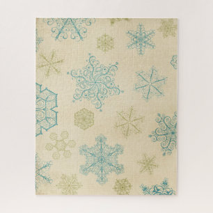 Vintage-Winter-Schneeflocke süße rustikale Schneef Puzzle