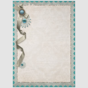 Vintage-Winter-Schneeflockenband und Damast Post-i Seidenpapier