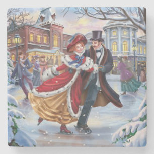 Vintage Winter Skate Fine Art Steinuntersetzer