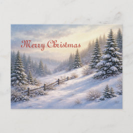 Vintage Winter Snowy Pine Forest Landscape Feiertagspostkarte