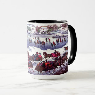 Vintage Winter-Szene. Weihnachtsgeschenk-Tassen Tasse