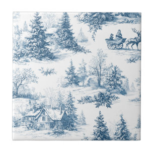 Vintage Winter Toile de Jouy - Klassisches Weihnac Fliese