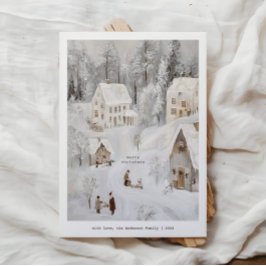 Vintage Winter Village Christmas Holiday Card Feiertagskarte