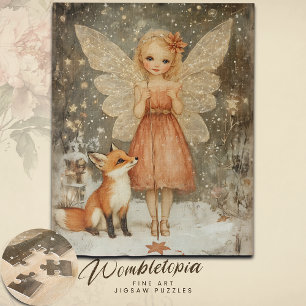 Vintage-Winter-Waldfee und Fuchs-Weihnachten Puzzle