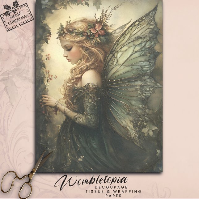 Vintage Winter-Waldlandschaft mit Blumenkronen Seidenpapier (Von Creator hochgeladen)