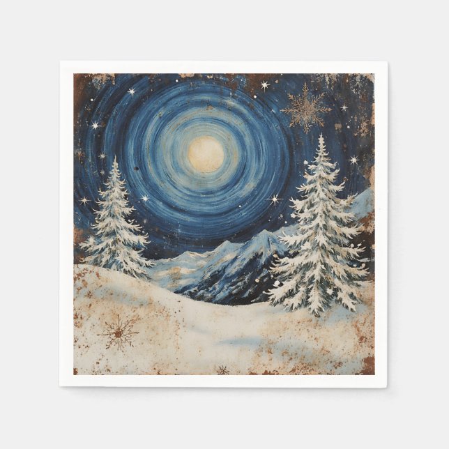 Vintage Winter Weihnachts Escape Serviette (Vorderseite)