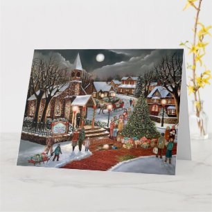 Vintage Winter Weihnachtslandschaft mit Schnee Karte