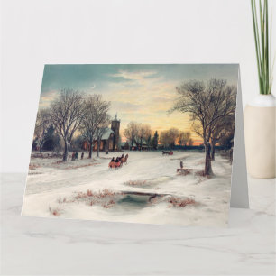 Vintage-Winter-Weihnachtslandschaft mit Schnee Karte