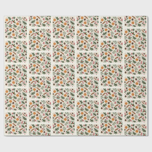 Vintage-Winterbeeren getrocknete Orangen Botanik Geschenkpapier
