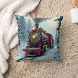 Vintage Winterdampflokomotive Kissen