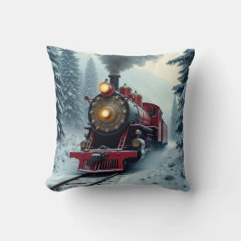 Vintage Winterdampflokomotive Kissen