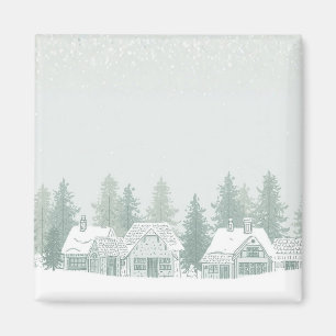 Vintage Winterdorf Weihnachten  Magnet