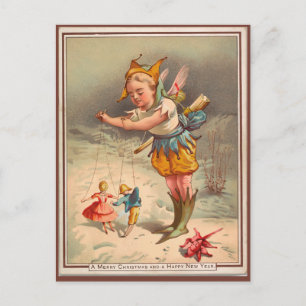 Vintage Winterelfe Postkarte