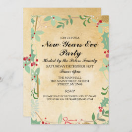 Vintage Winterfolien Neujahrstags Einladung