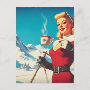 Vintage-Wintergirl Postkarte