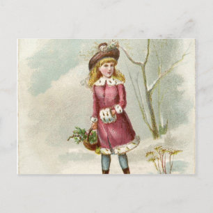 Vintage-Wintergirl Postkarte
