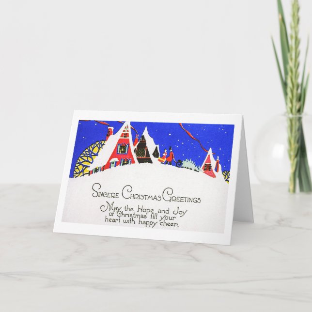 Vintage Winterlandschaft Feiertagskarte (Vorderseite)