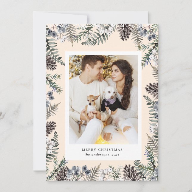 Vintage Winterlandschaft Frohe Weihnachtsfotokarte Feiertagskarte (Vorderseite)