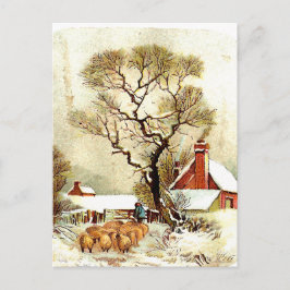 Vintage Winterlandschaft Postkarte