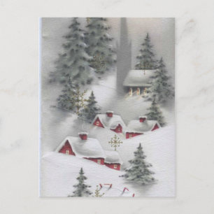 Vintage Winterlandschaft Postkarte