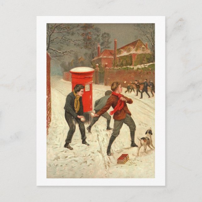 Vintage Winterlandschaft Postkarte (Vorderseite)