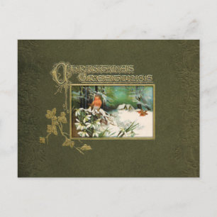 Vintage Winterlandschaft und Weihnachtsgrüße Feiertagspostkarte