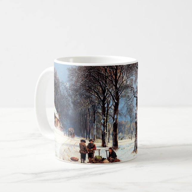 Vintage Winterlandschaft Weihnachtsgeschenk Kaffeetasse (Vorderseite Links)