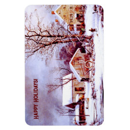 Vintage Winterlandschaft. Weihnachtsgeschenk Magne Magnet
