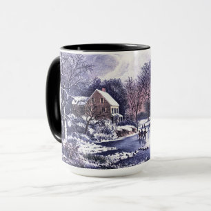 Vintage Winterlandschaft. Weihnachtsgeschenk Tasse