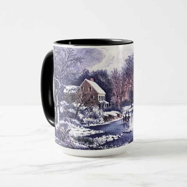 Vintage Winterlandschaft. Weihnachtsgeschenk Tasse (Vorderseite Links)