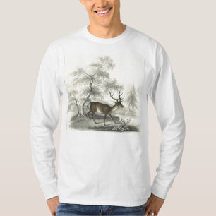 Vintage Winterlandschaftsszene mit Hirschen T-Shirt